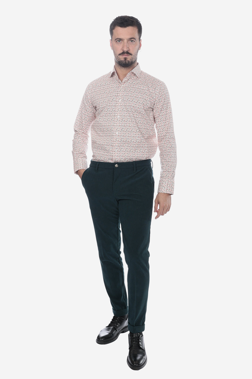 Camicia fantasia bouquet bianco