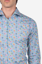 Camicia Uomo di Cotone Moka del caffè manica lunga