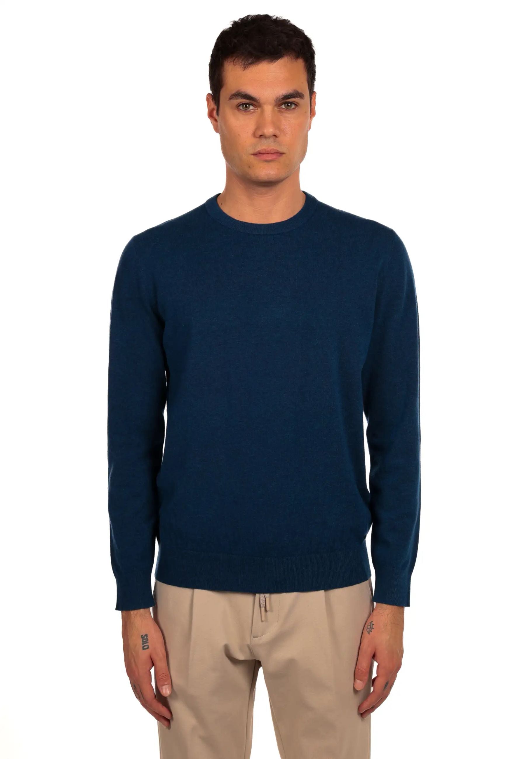 Maglia girocollo tessuto antiallergico effetto lanato