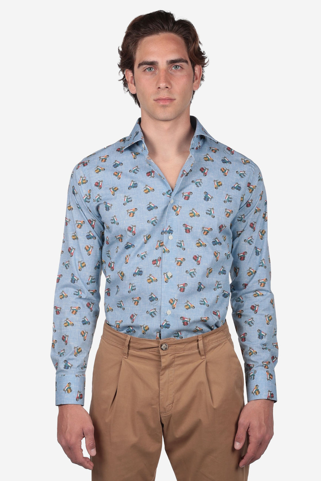 Camicia in 100% cotone fantasia vespa special manica lunga