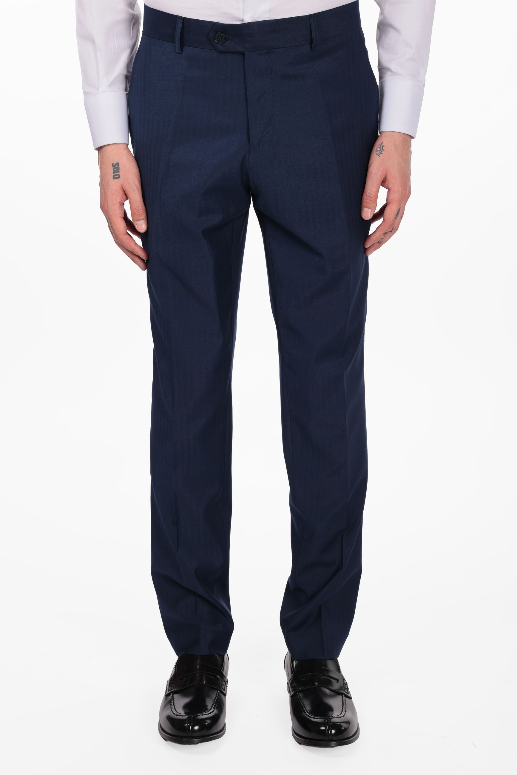 Pantalone classico da abito spina di pesce