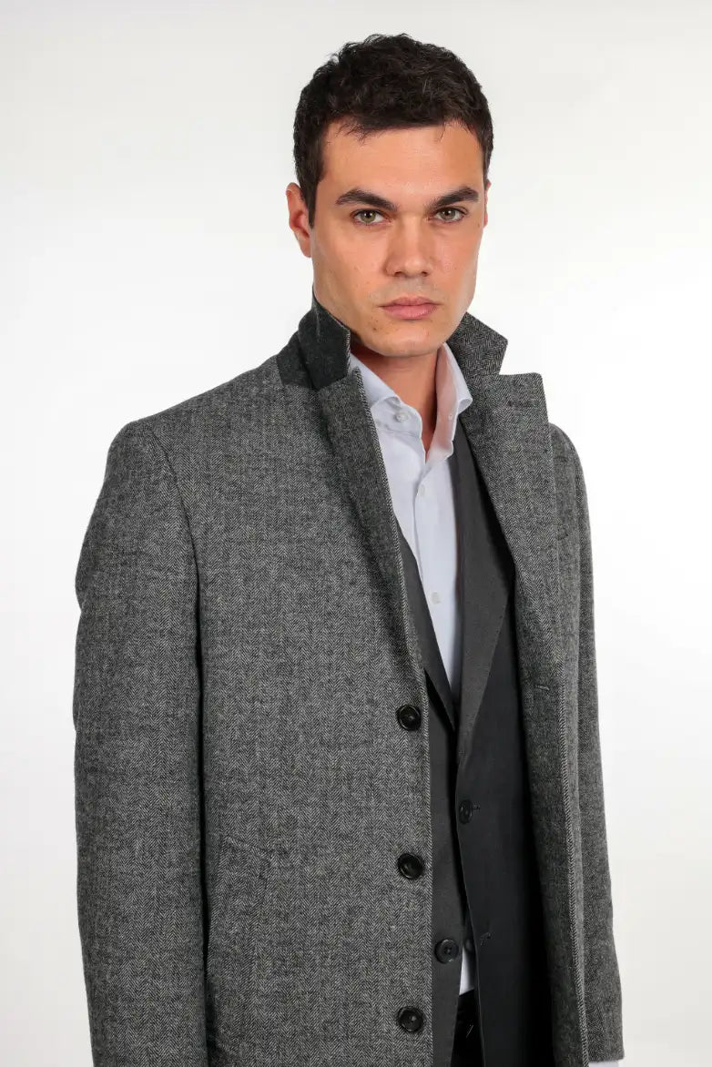 Cappotto spigato monopetto