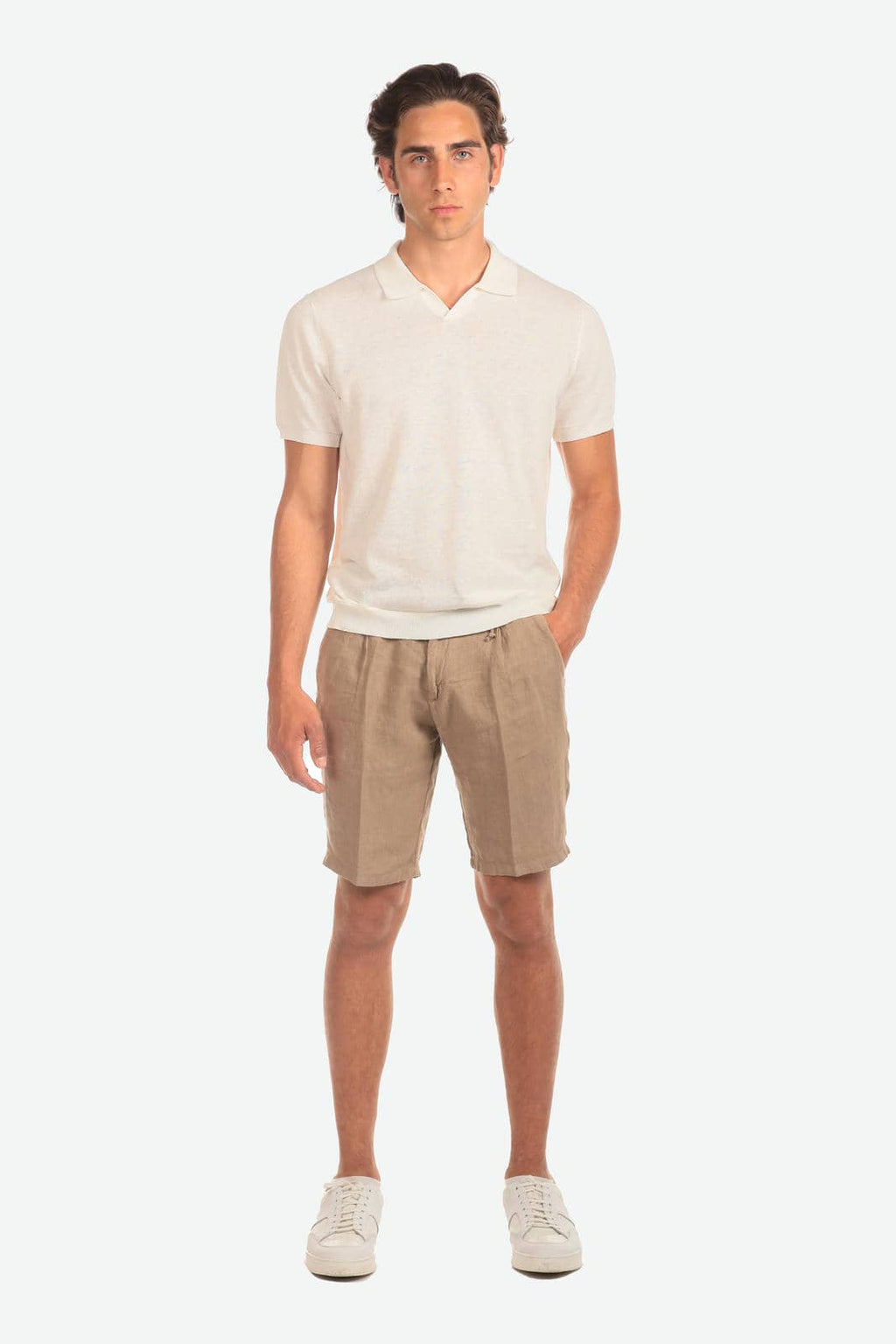 Bermuda in 100% lino con pences
