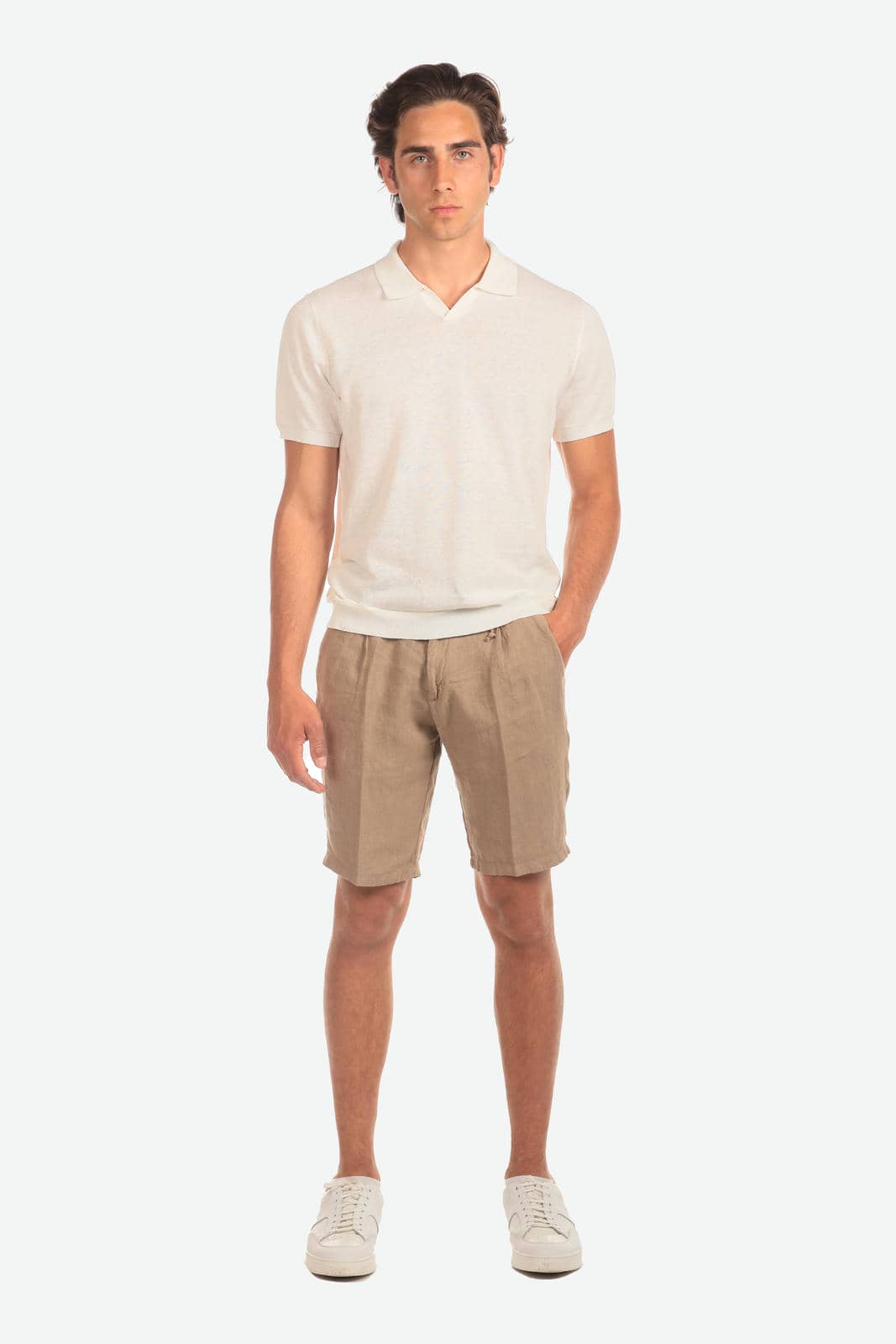 Bermuda in 100% lino con pences